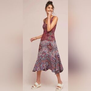 Maeve Anthropologie Floral Violette Sleeveless Midi Dress Boho Women's Size 6